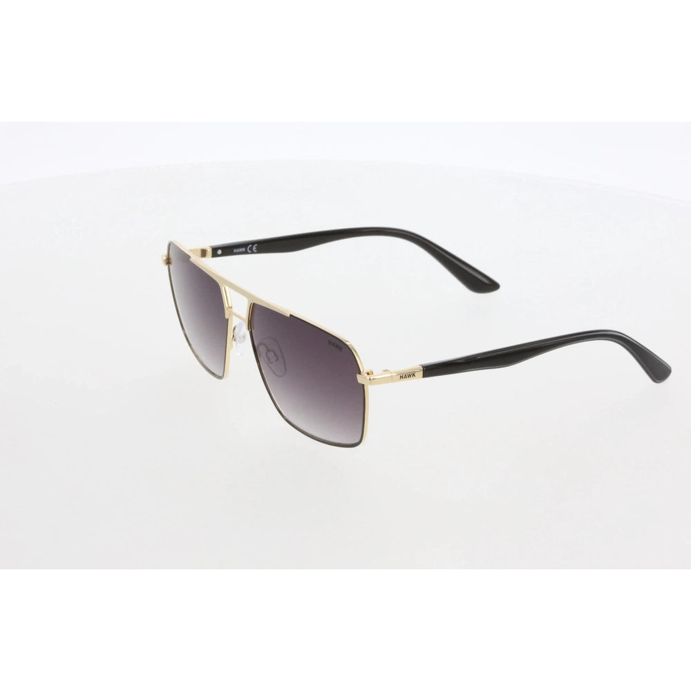 Men's Geometric Sunglasses, Yellow Metal Frame, Smoked Gradient Lenses, UV Protection – HAWK 2110 01