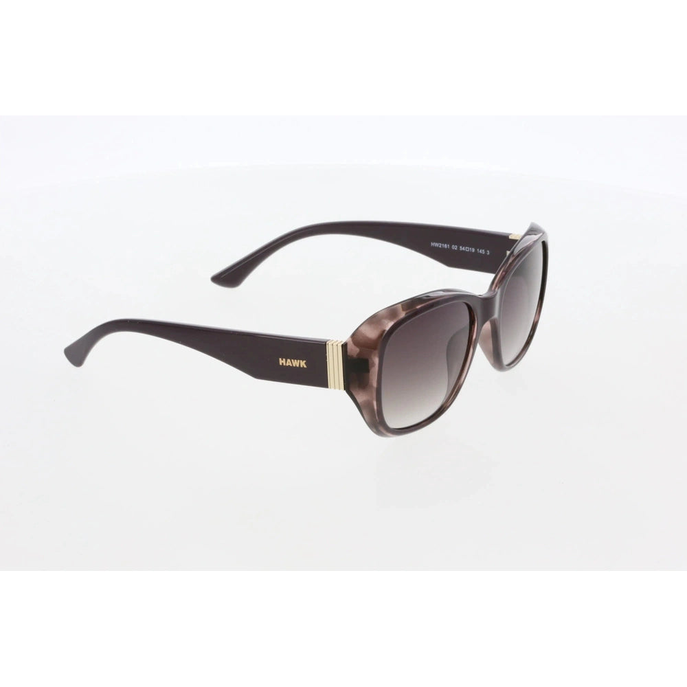 Women's Geometric Sunglasses, Purple Bone Frame, Brown Gradient Lenses, All-Day UV Protection – HAWK 2161 02