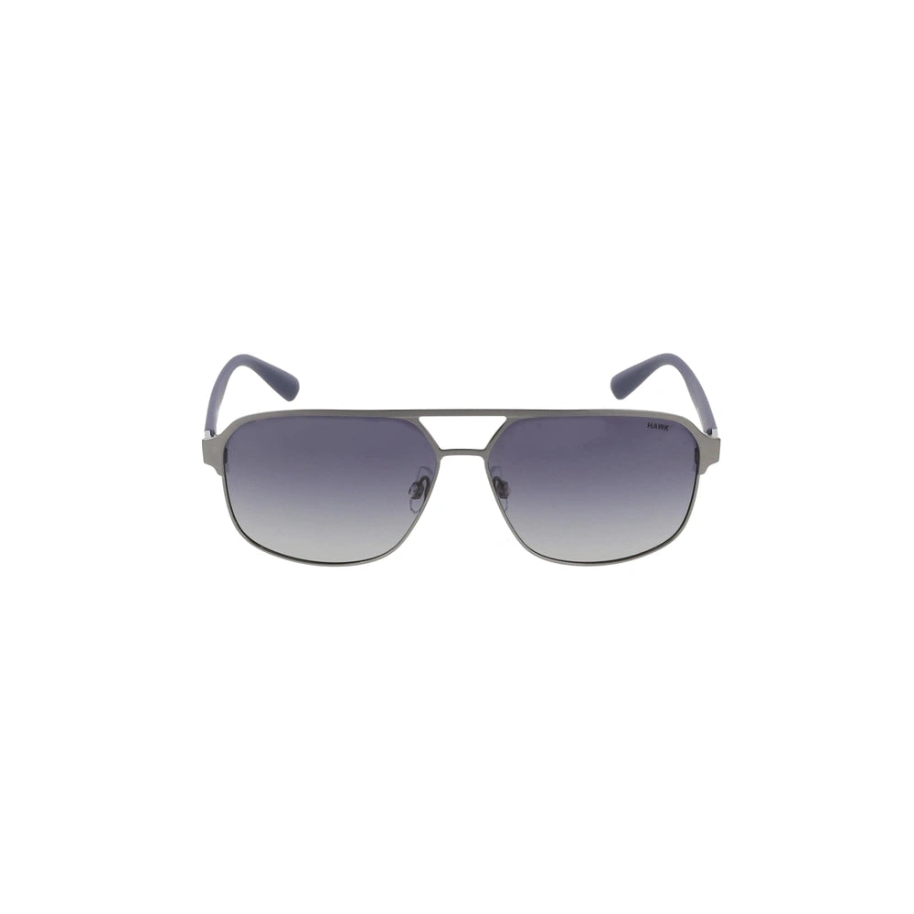 Men's Geometric Sunglasses, Gunmetal Frame, Polarized Navy Blue Gradient Lenses, UV Protection – HAWK 2129 01