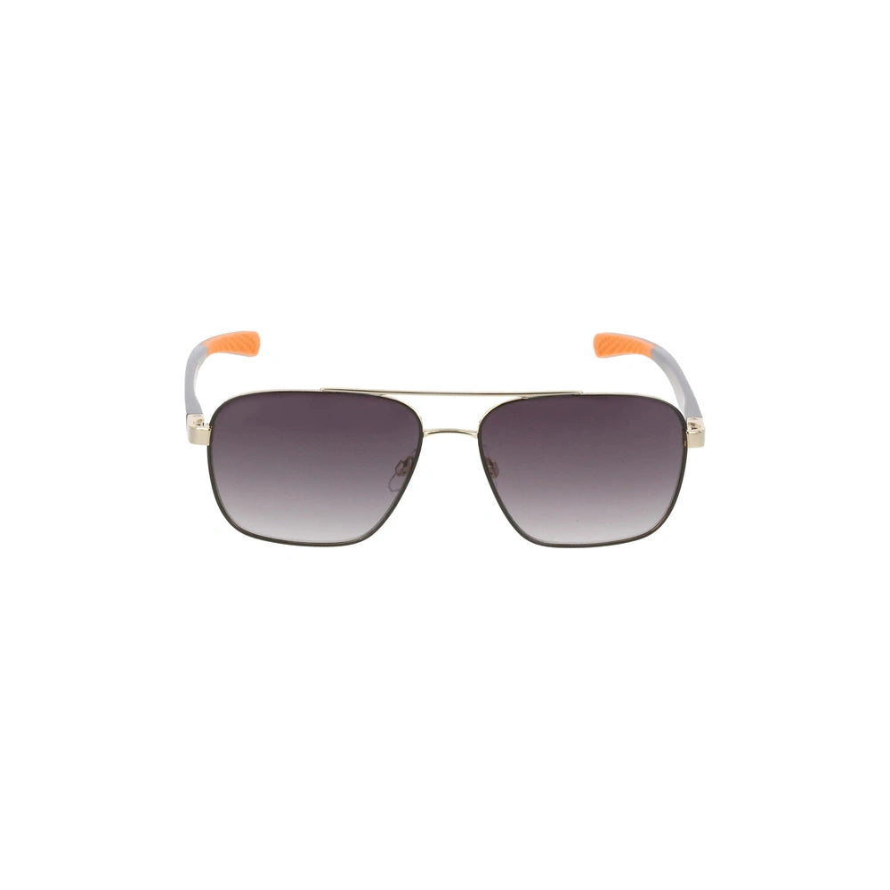 Men's Geometric Sunglasses, Yellow Metal Frame, Smoked Gradient Lenses, UV Protection – HAWK 2113 01
