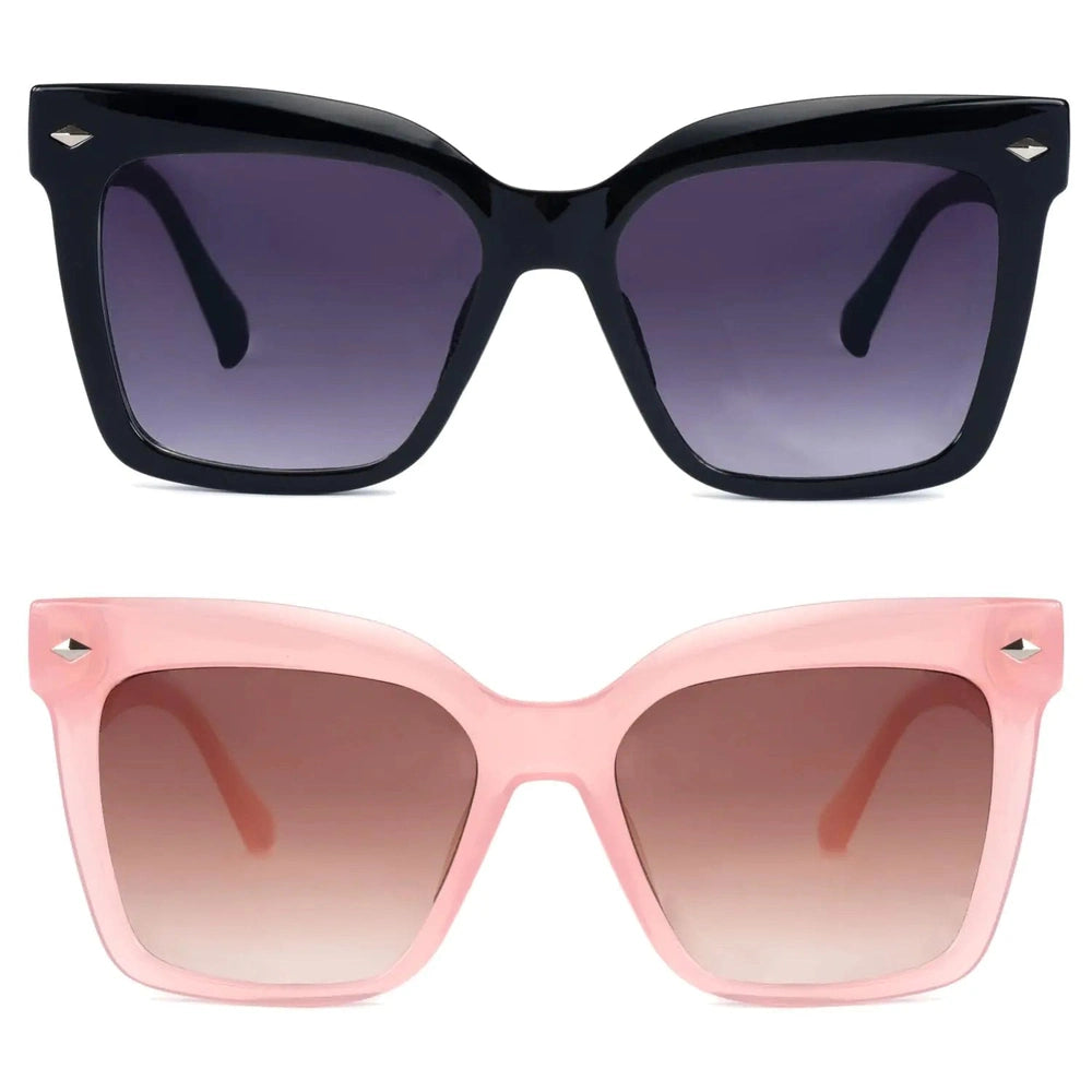 Unisex Bifocal Reading Sunglasses 2-Pack, Oversized Square Frame, UV400, Screen-Friendly Non-Polarized Lenses – HGIOOIGH