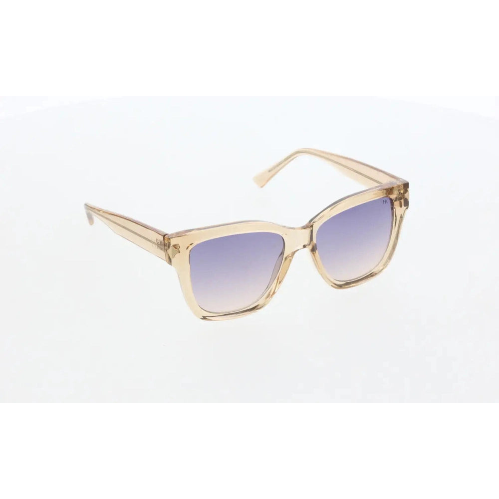 Women's Geometric Sunglasses, Smoke Bone Frame, Brown Temple Accents, Lightweight All-Day UV Protection – HAWK SUN 2081 03