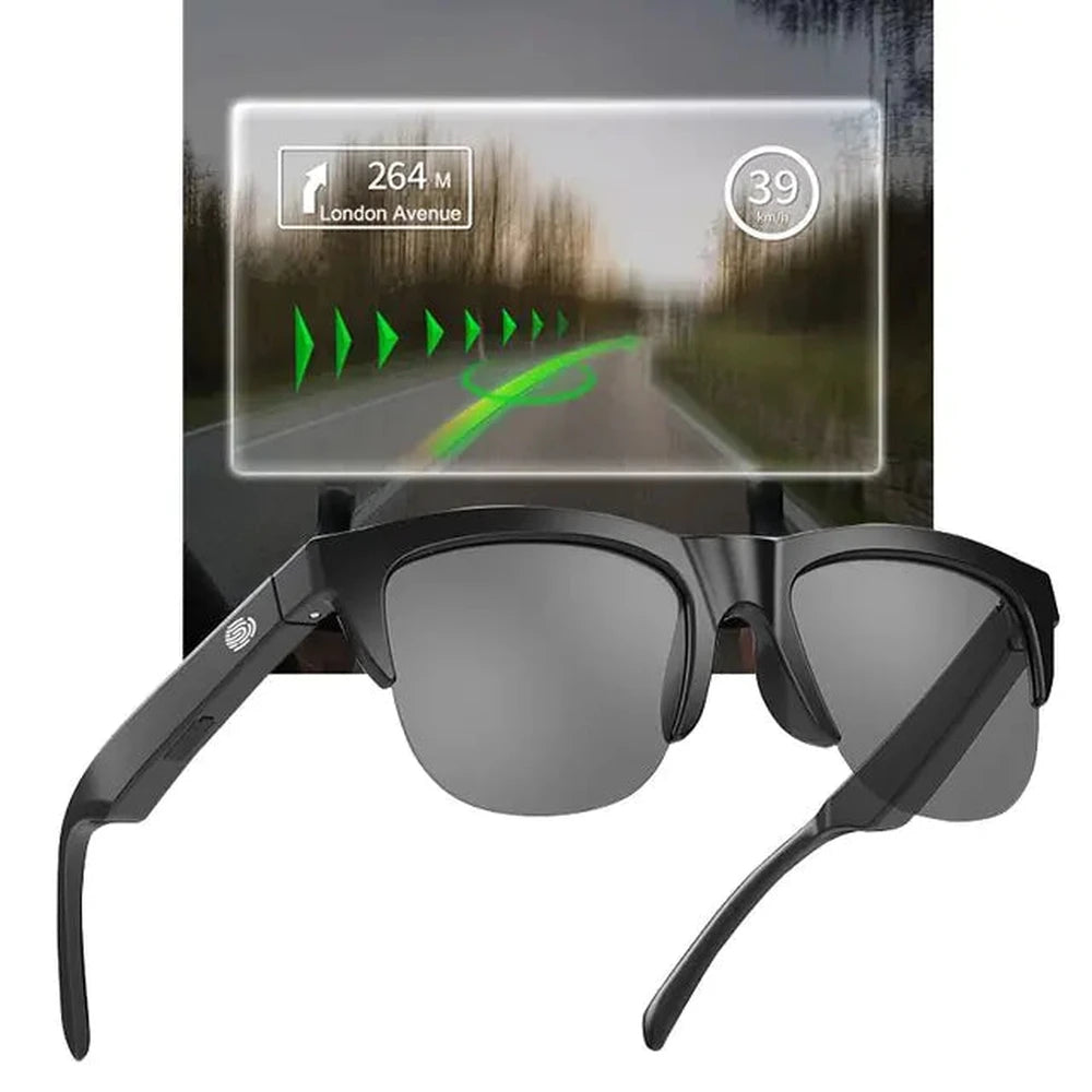Unisex Bluetooth 5.0 Audio Sunglasses, Polycarbonate Frame, IPX4 Waterproof, Open-Ear UV Protection – TechVision