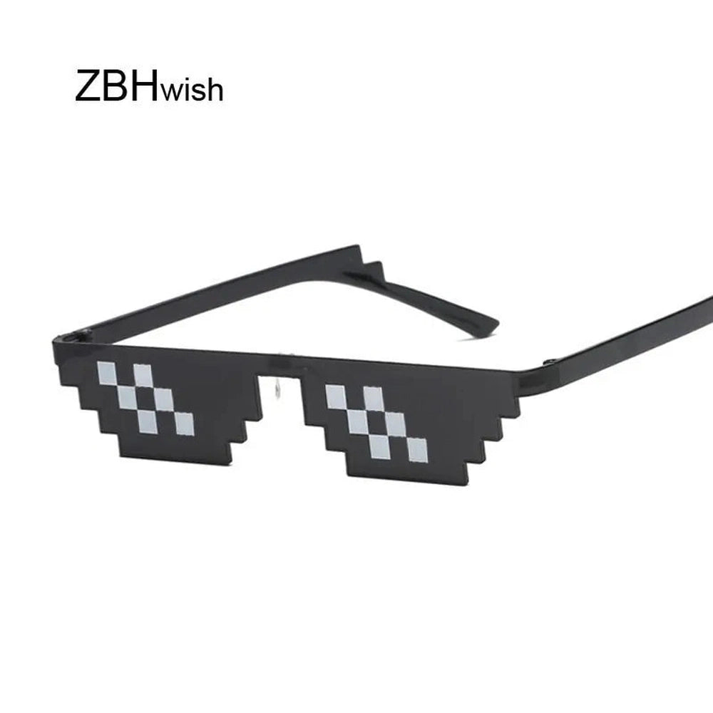 Women's 8-Bit Pixelated Sunglasses, Rimless Mirror UV400 Lenses, Anti-Reflective, Retro Gaming Style – Bitlenz
