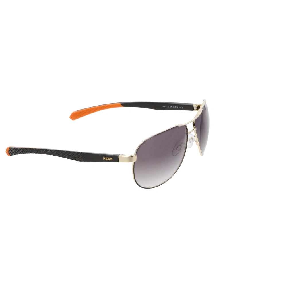 Men's Geometric Sunglasses, Yellow Metal Frame, Smoked Gradient Lenses, UV Protection – HAWK 2112 01