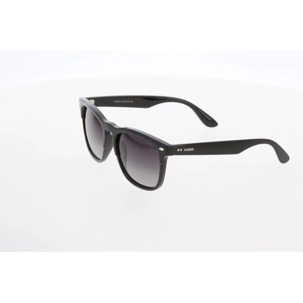 Unisex Geometric Sunglasses, Black Bone Frame, Polarized Smoked Gradient Lenses, UV Protection – HAWK 2184 03