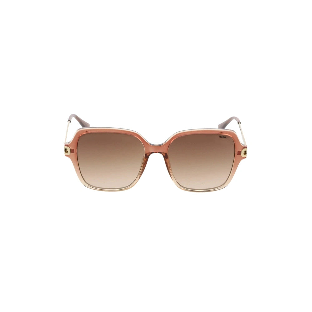 Women's Geometric Sunglasses, Brown Bone Frame, Degraded Brown Lenses, Everyday UV Protection – HAWK 2122 02