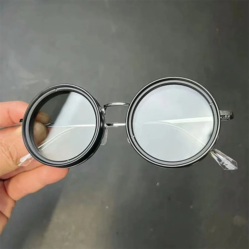 Unisex Handcrafted Round Sunglasses, Lightweight Plastic Frame, UV Protection, Artisan Design - LUXOM