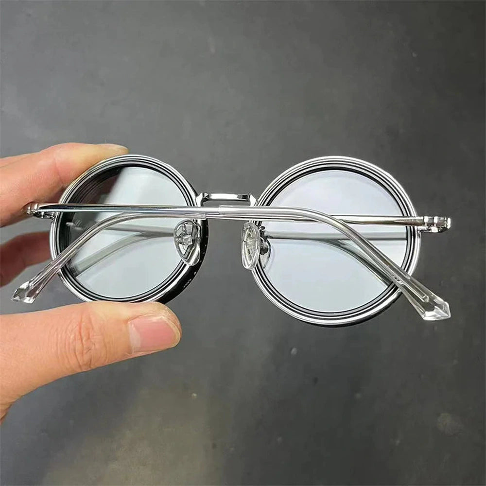 Unisex Handcrafted Round Sunglasses, Lightweight Plastic Frame, UV Protection, Artisan Design - LUXOM