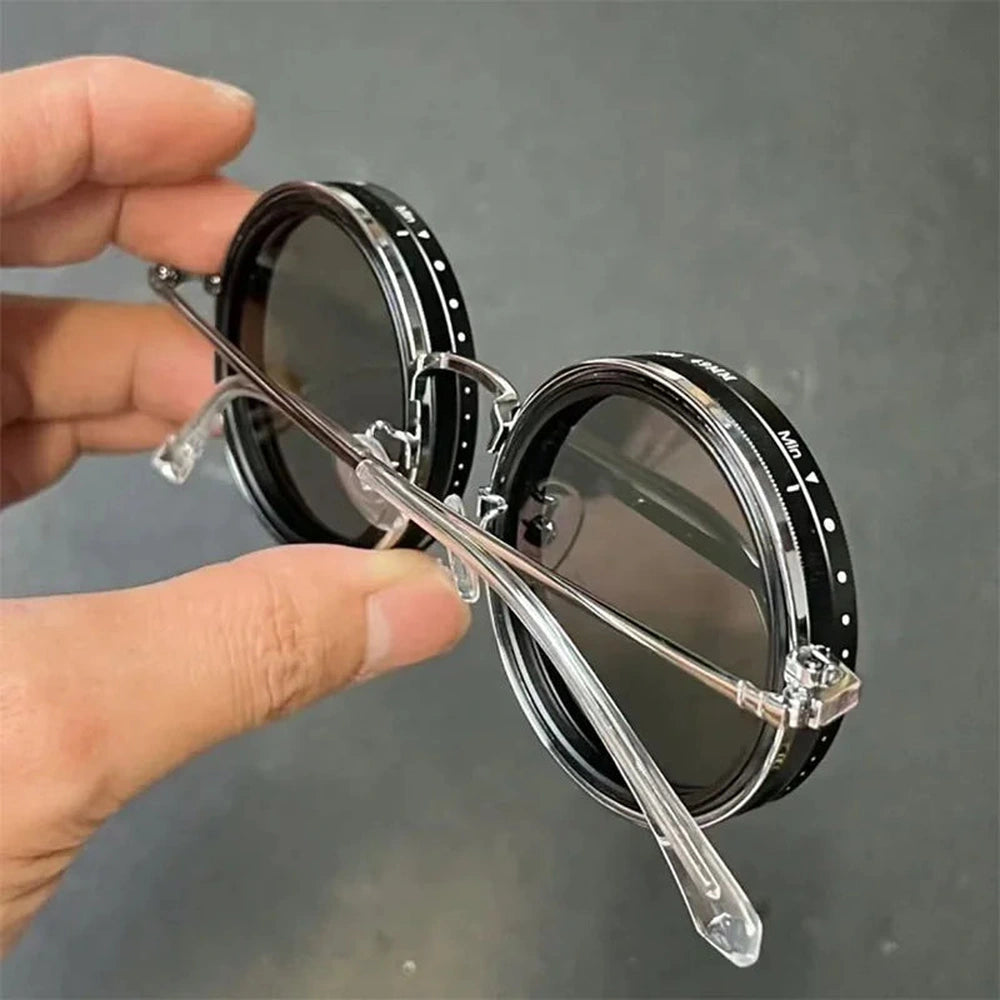 Unisex Handcrafted Round Sunglasses, Lightweight Plastic Frame, UV Protection, Artisan Design - LUXOM